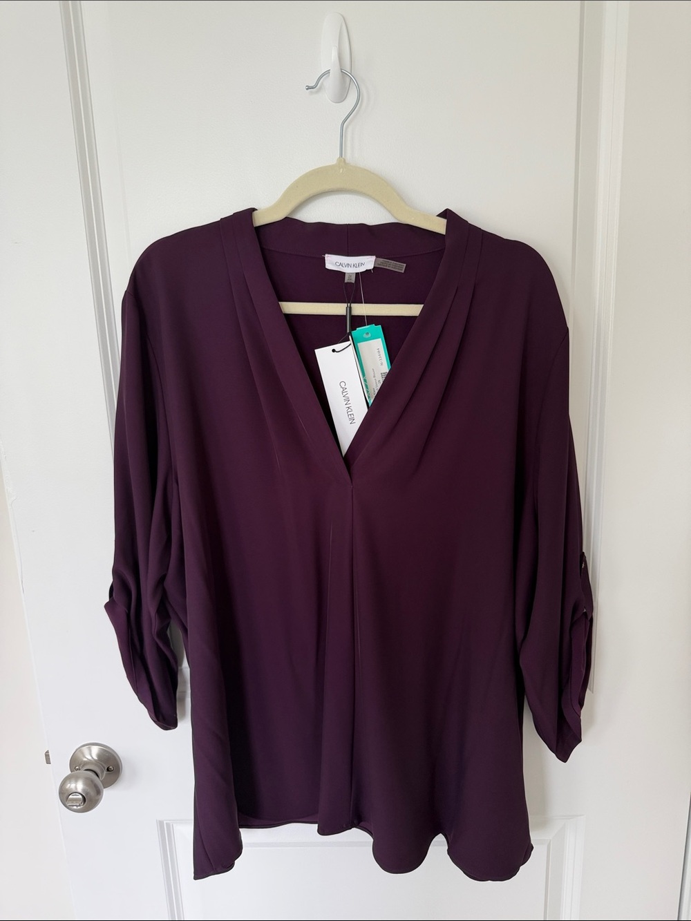 Calvin Klein Plum V-Neck Tunic Blouse